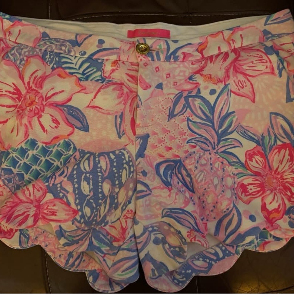 Lilly Pulitzer Pink and Blue Floral High Waist Shorts